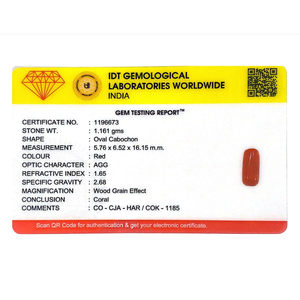 Natural Red Coral Oval Cabochon Loose Gemstone 5.81 Carat Certified Wholesale - Product Image 4