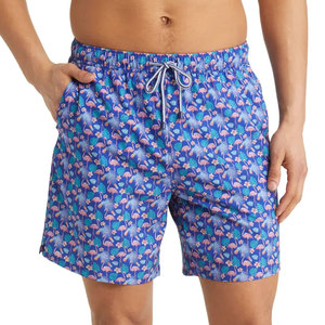 Pantalones cortos de baño con estampado de flamencos para hombre, pantalones cortos informales con cordón en la cintura de secado rápido, pantalones cortos con estampado azul para caminar en la playa - Product Image 2
