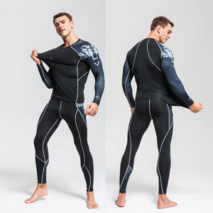 Traje de Compresión Completo para Hombre, Diseño Deportivo de Secado Rápido, Estampado Digital de Leopardo, Spandex/Poliéster, Cuello Redondo, Manga Larga, para Fitness - Product Image 5