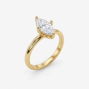 Anillo de Compromiso Solitario de Oro de 14K con Diamante Natural Corte Marquesa Certificado por IGI, Joyería Nupcial de Cuatro Puntas para Aniversario o Boda - Product Image 1