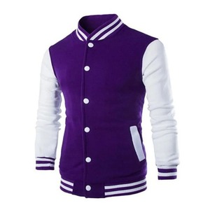 Veste varsity pour homme, noir et blanc, col rabattu en tricot, fermeture à boutons, coupe ajustée, décontractée, pour l'automne - Product Image 2