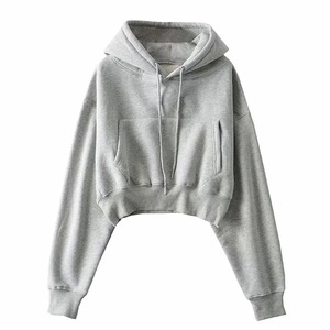 Sweat-shirts à capuche courts pour femmes, en polaire, haut de gamme, confortables, respirants, vêtements de sport pour un style de vie actif et la salle de sport - Product Image 5