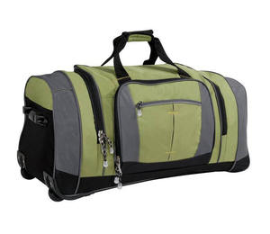 Multi Functional Rolling Duffel Bag Heavy Duty Wheeled Travel Holdall Green Black <b>backpack</b> - Product Image 4
