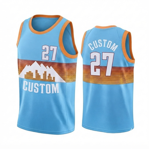 Maillot de basketball personnalisé pour homme, bleu clair, numéros et nom d'équipe personnalisés, maille respirante, sans manches, séchage rapide, sublimation sportive - Product Image 1