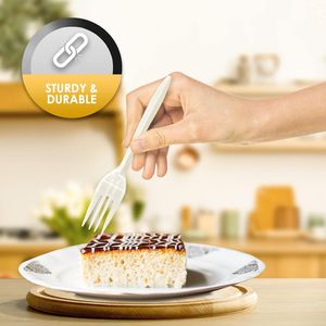 Forchette di Plastica Monouso di Peso Medio, Confezione da 1000, Bianche - Product Image 3