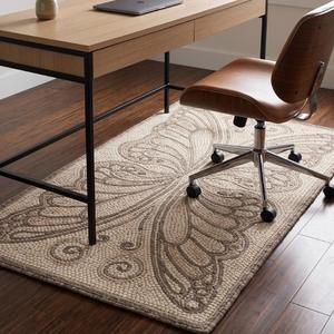 Tapis en laine tissé à la main à motif d'ailes de papillon gris crème – Tapis de sol texturé minimaliste, décoration moderne pour la maison - Product Image 3