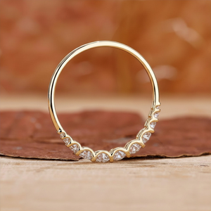 Oval Diamond Wedding Band Gold Stackable Anniversary <b>Ring</b> Minimalist Bridal Band for Women - Product Image 4