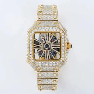 Reloj de Pulsera de Lujo Personalizado para Hombre, Estilo Hip Hop, Esqueleto con Moissanita, Claridad VVS, Acabado en Oro Amarillo, Aleación de Acero Inoxidable - Product Image 5