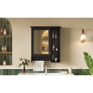 Specchio da Bagno a Parete 3-in-1 da 24 Pollici con Armadietto e Ripiano Regolabile ad Alta Definizione #   Specchi da Bagno # - Product Image 4