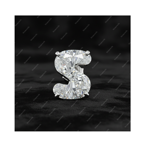 Regalos de Navidad, Pendientes de Plata de Ley 925 con Letra Inicial del Alfabeto S, Diamante Cultivado en Laboratorio con Certificación GIA IGI, Oro Fino, para Él y para Ella - Product Image 1