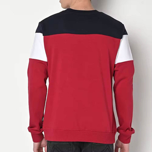 Sweat-shirt à col rond pour homme, noir, blanc, rouge, à blocs de couleur, manches longues, décontracté, streetwear, haut tendance - Product Image 2