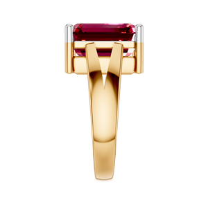 Lujoso anillo de declaración de oro sólido de 14K y 18K para mujer, estilo clásico, corte esmeralda, piedras preciosas de rubí Natural, venta al por mayor para boda - Product Image 2