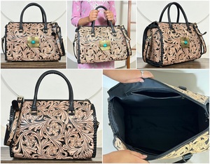 Sac de voyage Speedy en cuir de vachette fait main avec concho en pierre turquoise, design western, sac à main de voyage personnalisé pour femme - Product Image 3