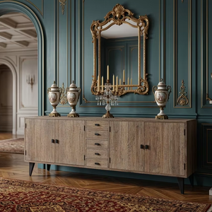 Cómoda Moderna Asuro de Madera Maciza de Teca, Diseño Escandinavo, 9 Cajones, Acabado Natural Ecológico, Calidad Comercial para Dormitorio - Product Image 4