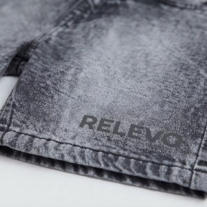 Shorts Bermuda en jean délavé grande taille pour homme, taille mi-haute, couleur unie, décontracté, fermeture boutonnée, 100 % coton - Product Image 5