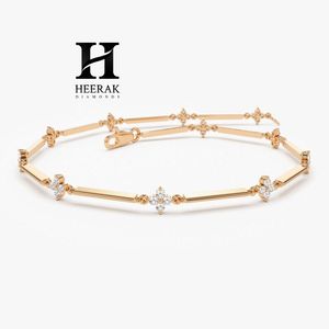 Pulsera de Eslabones Personalizada de Oro 14K con Diamantes, Estación de Clústeres de Diamantes Cultivados en Laboratorio, Fabricante Mayorista de Joyería - Product Image 1