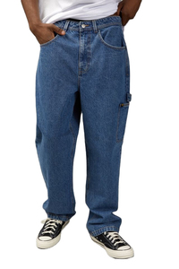 Jean droit taille haute avec ourlet fendu en denim délavé clair pour femme, pantalon décontracté en coton délavé pleine longueur - Product Image 3