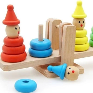 Round scale for kids with Round shape Wooden <b>Stacking</b> Balance Toy Montessori Wooden <b>Stacking</b> Toy Toddler Balancing <b>Rings</b> Toy - Product Image 1