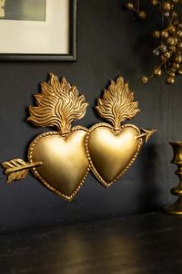 Sacred Milagro Heart Brass <b>Wall</b> Mirror <b>Set</b> Shabby Chic Traditional Home Decor Indoor Living Room Easter Ornament 100% Handmade - Product Image 6