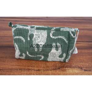 Juego de 3 Bolsas de Maquillaje Hechas a Mano, Acolchadas, de Algodón, con Cierre de Cremallera y Borlas, Duraderas, Modernas, Reutilizables, Ligeras y Ecológicas - Product Image 6