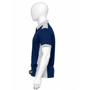 Men's <b>Navy</b> White Color Blocked Short Sleeve <b>Polo</b> <b>Shirt</b> With Zipper Casual Style Knitted Fabric Breathable Design Premium Quality - Product Image 2