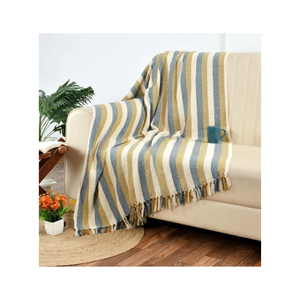 Manta de Algodón Color Mostaza, 50 x 70 Pulgadas, 310 GSM, 44 Hilos, Tejido de Diamantes en Relieve, Borde con Flecos, Cubre Sofá, Decoración de Invierno para el Hogar, B2B - Product Image 6