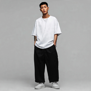 Wide Leg Sleeve T Shirt Men 100% Polyester Cotton Drop Shoulder <b>Tee</b> Shirts Men's Summer Casual Wear T Shirts Mens - Product Image 2