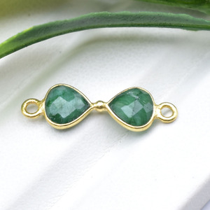 <b>Emerald</b> Gemstone Heart Link | Delicate Jewelry Making Component - Product Image 2
