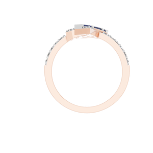 Lujoso anillo de oro rosa blanco sólido de 14K/18K Art Deco para mujer, Baguette Natural, zafiro azul, piedras preciosas, venta al por mayor, proveedor en línea - Product Image 4