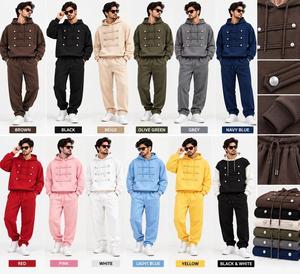 Ensemble de survêtement marron oversize à capuche imprimé, style streetwear, en molleton tricoté, pour l'hiver, service OEM - Product Image 6