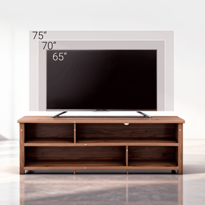 Dark Brown 70.07\" 15.75\" 24.4\" Double Layer TV Stand with <b>Open</b> <b>Storage</b> Shelves Modern Particle Board Entertainment Center - Product Image 3