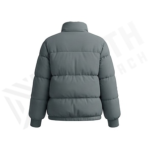 Hooded Quilted Waterproof <b>Bubble</b> Jacket Black Full Sleeve Winter Windproof Cotton Shell Knitted Fabric Polyester Filling Stand - Product Image 2