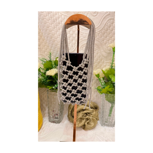 Bolso Mini de Macramé Hecho a Mano para Mujer con Cuentas Decorativas para Accesorios de Boda - Product Image 5