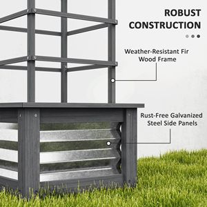 Jardinière carrée surélevée en bois gris avec treillis pour jardin et terrasse - Product Image 6