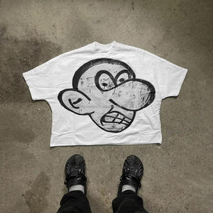 350gsm Fabricante personalizado Heavyweight Distressed Cropped Boxy Fit Camiseta Oversized Boxy Drop Shoulder T-shirt - Product Image 5