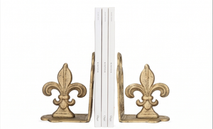 Porte-livres décoratifs en métal Fleur-de-Lys élégants, accessoires de bibliothèque, supports de livres ornementaux pour la maison, le bureau, la bibliothèque et le style vintage - Product Image 3