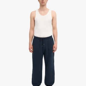 Pantalon de survêtement bleu marine pour homme, taille élastique avec cordon de serrage, joggers décontractés en coton mi-lourd, idéal pour l'automne - Product Image 2