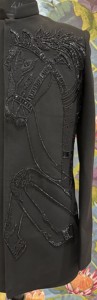 Costume Jodhpuri Imperial Jet Black TR Lachka Base avec motif Faucon Doré et motif Pluie Radiante, Manteau de Marié Codé - Product Image 2
