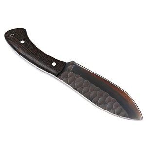 Cuchillo de caza y desollado de acero inoxidable de primera calidad con punta fija, mango de madera negra texturizada, hoja personalizable OEM - Product Image 5