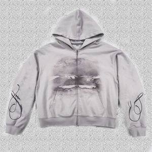เสื้อฮู้ดซิปผู้ชาย ผ้าฝ้าย 100% เฟรนช์เทอร์รี่ พิมพ์ลายสเปรย์ ทรงปกติ สวมใส่สบายๆ สำหรับฤดูใบไม้ร่วง - Product Image 1