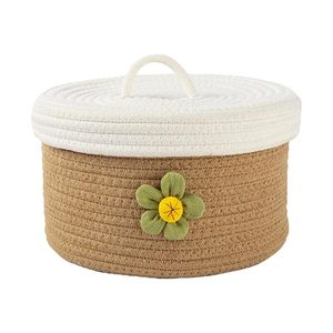 Panier en corde de coton décoratif multi-usages, bac à jouets, organiseur de rangement pour serviettes et oreillers, pour la décoration de la maison - Product Image 3