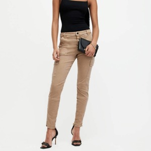 Pantalones Cargo para Mujer, Cintura Media, Corte Ajustado, Largo al Tobillo, Color Sólido, Mezclilla de Algodón, Estilo Casual, Ropa de Otoño - Product Image 2
