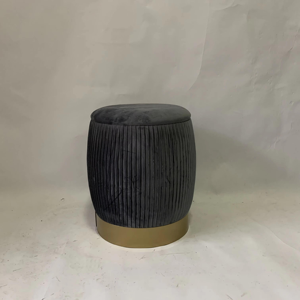Excellent Workmanship Modern Design <b>Stool</b> Grey Velvet <b>Round</b> Pouf Ottoman Storage Removeable Lid Storage Ottoman - Product Image 3