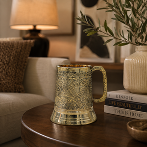 Handcrafted Brass Beer Mug | Vintage Engraved Metal Tankard <b>Cups</b> <b>for</b> Bar Decor Party Drinkware Gift Collection Home Display - Product Image 1