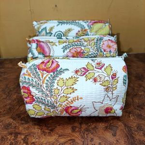 Sac en coton matelassé avec fermeture à glissière, organiseur de maquillage écologique, lot de 3, grande capacité, sac de voyage pour cosmétiques - Product Image 6