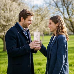 Regalo per Addio al Nubilato - Tumbler in Acciaio Inox da 40oz con Manico, Coperchio e Cannuccia, 'I Do' e 'Wifey', per Sposa in Attesa - Product Image 2