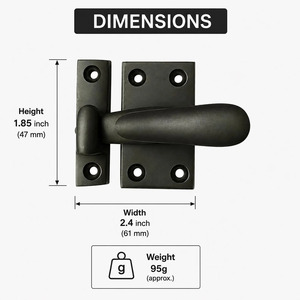 SHUBHAM Traditional Brass Casement <b>Window</b> Fastener Sash Lock <b>Window</b> <b>Latch</b> Screw Mount Hardware for Bedroom Door - Product Image 5