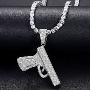 จี้ปืนประดับเพชรหรูหรา เงินแท้ 925 ฝังเพชรแบบไมโครเพฟ เพชรเลี้ยงในห้องปฏิบัติการ สไตล์ฮิปฮอป สำหรับงานหมั้น งานแต่งงาน สร้อยคอ เครื่องประดับสุดหรู - Product Image 2