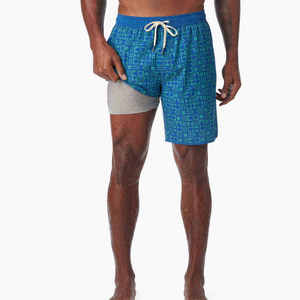 Men's Blue Geometric Print Board Shorts With Pockets Quick Dry <b>Elastic</b> Waist Casual Style Short Length - Product Image 4