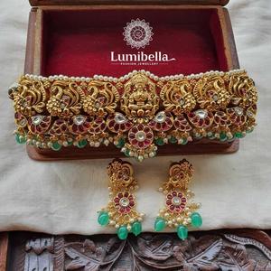 Nakshi High Neck Green <b>Bead</b> Choker Fashion Jewelry <b>Set</b> - Product Image 2